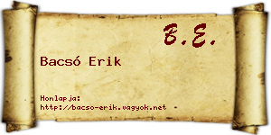 Bacsó Erik névjegykártya